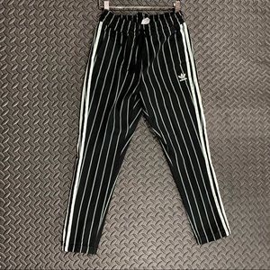 Adidas black and green track pants xs